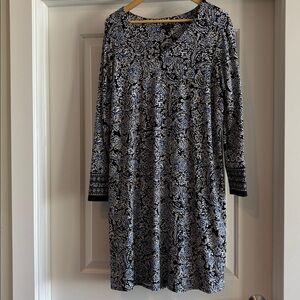 💙 J. Jill Wearever Collection Paisley Dress 1X – Black, Blue + Cream Sz 1X 💙